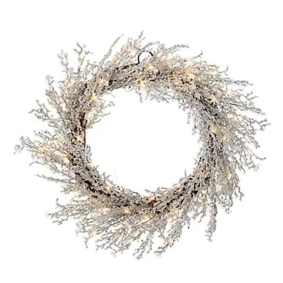 Glucksteinhome Pre-Lit Beaded Wreath With 50 Battery-Operated LED Lights - Picture 2 of 4